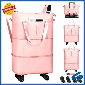 Large Rolling Expandable Duffel Bag with Wheels, 66L Capacity, Oxford Cloth